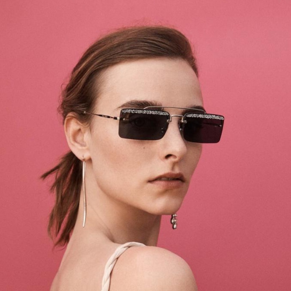 Miu Miu Sunglasses - Square Frame, Black Glitter - image 3
